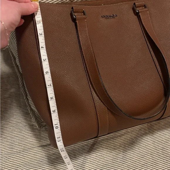 Coach Brown Pebbled Leather Tote - Picture 6 of 7